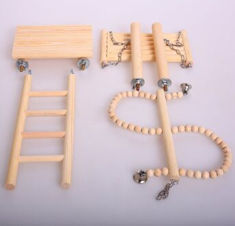 Natuurlijke Houten Vogel Speelgoed Setplaced In De Vogelkooi Door Speeltuin Voor Kleine En Middelgrote Papegaaien Parkiet Hamster Kooi Pack van 4 Stuks