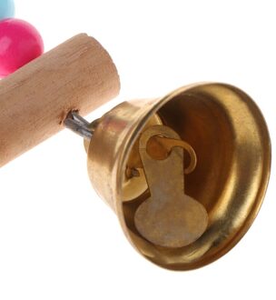 Natuurlijke Houten Vogels Baars Papegaaien Opknoping Swing Kooi Met Kleurrijke Kralen Bells 69HC