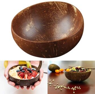 Natuurlijke Kokosnoot Kom Met Lepel Fruit Salade Noodle Rijstkom Houten Fruitschaal Handwerk Decoratie Creatieve Kokosnoot Kom 1stk bowl