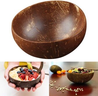 Natuurlijke Kokosnoot Kom Milieuvriendelijke Soep Salade Noodle Rijstkom Houten Fruit Container Handwerk Keukengerei Accessoires Op Voorraad 1stk bowl