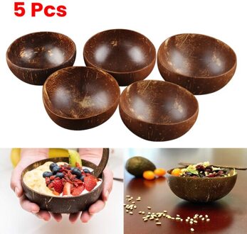 Natuurlijke Kokosnoot Kom Milieuvriendelijke Soep Salade Noodle Rijstkom Houten Fruit Container Handwerk Keukengerei Accessoires Op Voorraad 5stk bowl