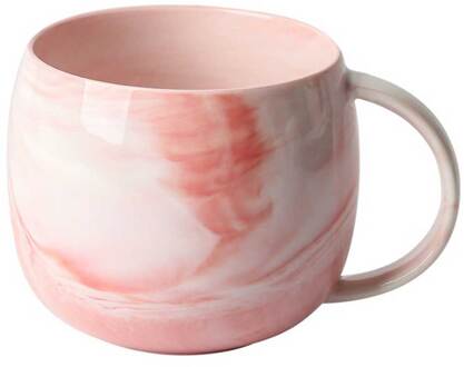 Natuurlijke Marmeren Keramische Kopje Koffie Dikbuikige Melk Thee Cup Ontbijt Keramische Cup Eenvoudige Paar Mok Creatieve Water Cup. roze