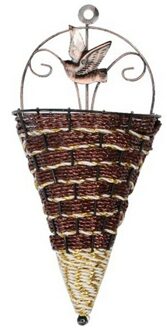 Natuurlijke Rieten Bloemenmand Vaas Rotan Muur Opknoping Pot Planter Rotan Vaas Mand Decor Muur Gemonteerde Smeedijzeren bruin