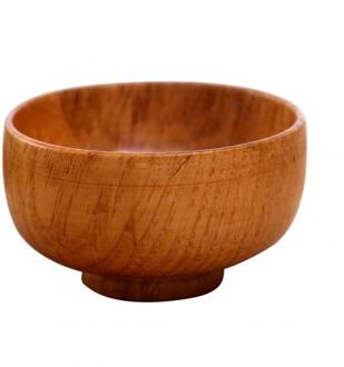 Natuurlijke Ronde Houten Kom Soep Salade Noodle Rijst Fruit Shock-Proof Handwerk Houder Keuken Handgemaakte Houten Kom Voor Kinderen