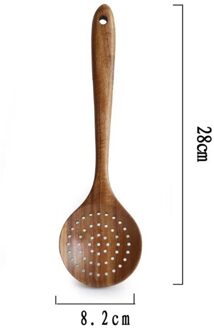 Natuurlijke Teak Hout Servies Lepel Lange Rijst Vergiet Soep Skimmer Koken Soep Lepels Scoop Keuken Tool Set D