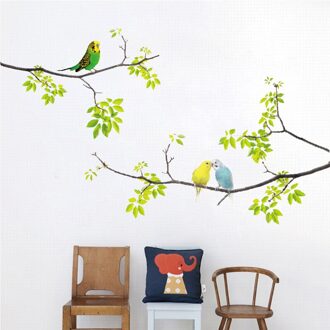 Natuurlijke Vogels Op Boom Muurstickers Peel Stick Verse Verwijderbare Muurstickers Voor Kinderen Woonkamer Slaapkamer Home Decoratie