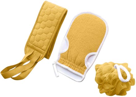 Natuurlijke Zachte Exfoliërende Artefact Bad Douche Unisex Massage Spa Scrubber Spons Back Strap Body Skin Health Cleaning Tool geel