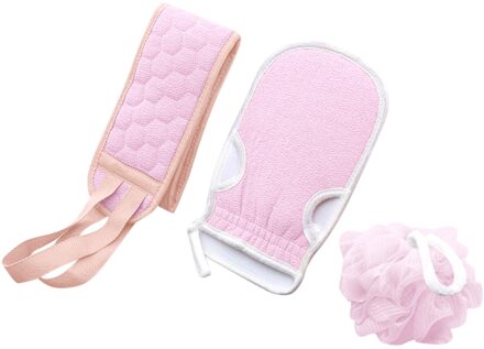 Natuurlijke Zachte Exfoliërende Artefact Bad Douche Unisex Massage Spa Scrubber Spons Back Strap Body Skin Health Cleaning Tool roze