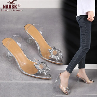 NAUSK Luxury Women Pumps 2020 Transparent High Heels Sexy Pointed Toe Slip-on Wedding Party Brand Fashion Shoes For Lady PVC