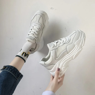 NAUSK Spring Autumn Women Casual Shoes V Fashion Platform Woman Chunky Sneakers Ladies Sports White Tenis Feminino