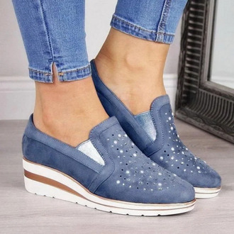 NAUSK Women Sneakers Breathable Waterproof Wedges Platform Vulcanize Shoes Pu Leather Woman Casual Shoes tenis feminino 2019