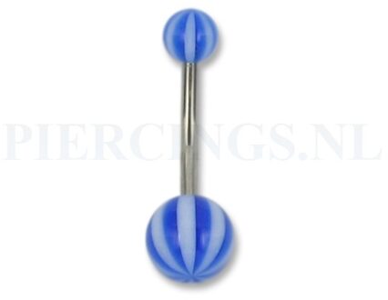 Navelpiercing acryl beachbal wit-blauw L 12 mm