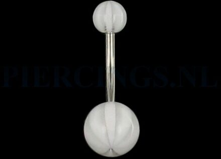 Navelpiercing acryl beachbal wit-transparant