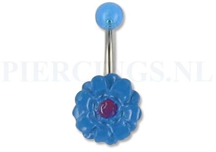 Navelpiercing acryl bloem blauw paars