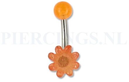 Navelpiercing acryl bloem oranje