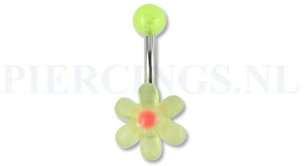 Navelpiercing acryl bloem transparant-geel met roze