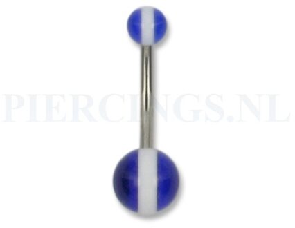 Navelpiercing acryl donkerblauw met witte streep 10 mm