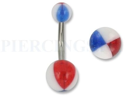 Navelpiercing acryl geblokt rood wit blauw