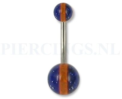 Navelpiercing acryl glitter blauw oranje