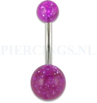 Navelpiercing acryl glitter paars