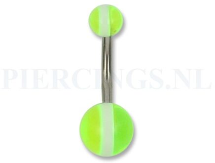 Navelpiercing acryl UVgeel met witte streep 10 mm