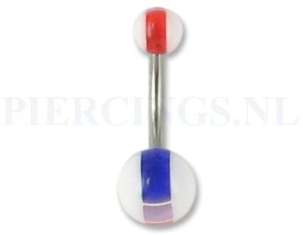 Navelpiercing acryl wit rood wit blauw