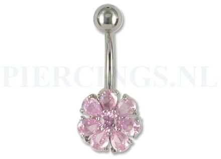 Navelpiercing bloem roze