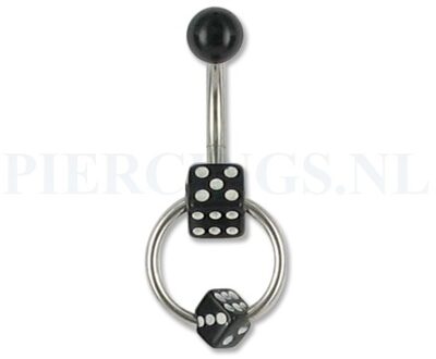 Navelpiercing dobbelsteen slave hoop zwart