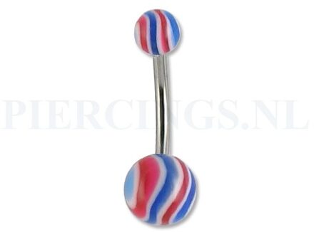 Navelpiercing gegolfd blauw-rood