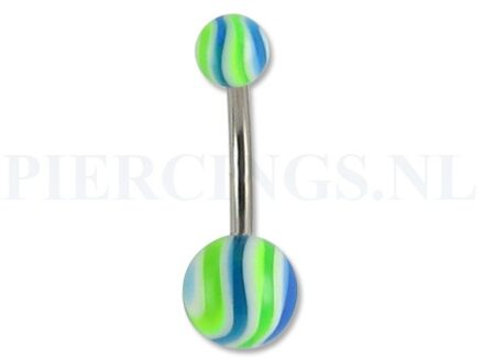 Navelpiercing gegolfd groen-blauw