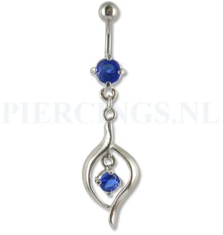 Navelpiercing hangend kristal blauw