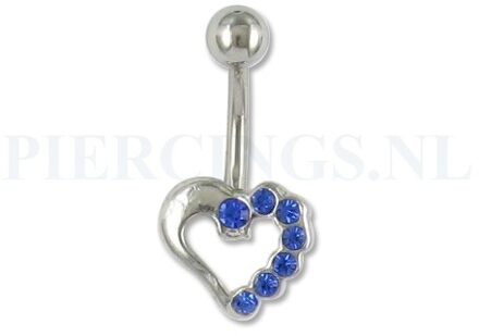 Navelpiercing open hart blauw