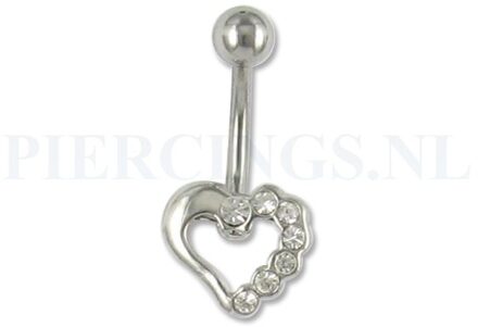 Navelpiercing open hart kristal