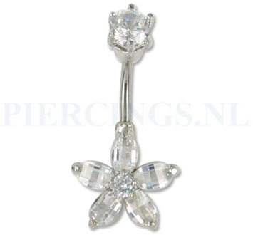 Navelpiercing spitse bloem kristal