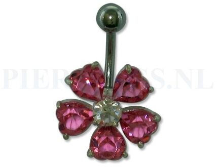 Navelpiercing sterling zilver bloem roze