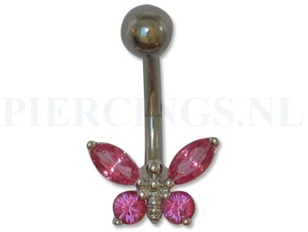 Navelpiercing vlinder roze