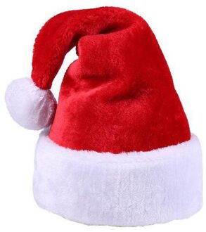 Navida Hig Fluwelen Kerst Hoed Caps Kerstman Xmas Pluche Trim Cap Nieuwjaar Cap vrolijk Kerstfeest 1