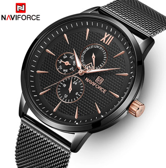 NAVIFORCE Top Brand Luxury Watches Men Fashion Stainless Steel Watches Male Date Quartz Clock Sports Waterproof Wrist Watch