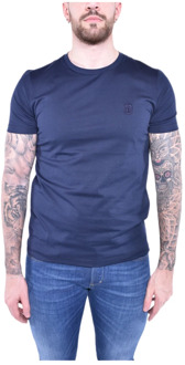 Navy Blauw Geborduurd Logo T-Shirt Dondup , Blue , Heren - 2Xl,Xl,L,M