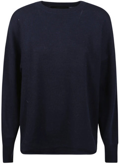 Navy Crewneck Sweater 360Cashmere , Blue , Dames - XS