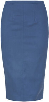 Navy Fitted Midi rok - maat Blauw/marineblauw