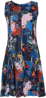 Navy Flora Print Cloche Dress - maat Blauw/marineblauw