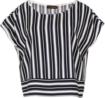 Navy gestreepte top met boothals Blauw/marineblauw - EU 38 / UK 10