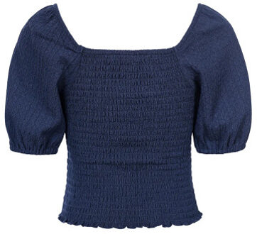 Navy top met smock voor meisjes in de kleur Blauw - 128
