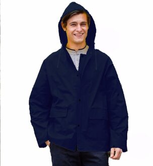 Navy unisex regenjas met drukknoopsluiting voor volwassenen L/XL (42/44- 52/56) - Regenjassen Blauw