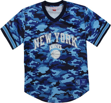 NBA New York Knicks Camo Mesh Heren T-shirt Blauw - S