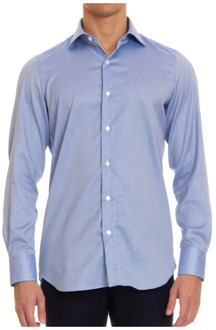 Neapolitaans Vervaardigde Slim-Fit Casual Overhemden Finamore , Blue , Heren - 2Xl,Xl,L,M