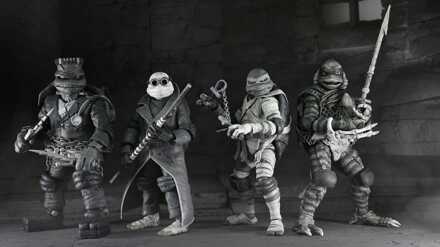 Neca Universal Monsters x Teenage Mutant Ninja Turtles Action Figures 4-Pack Turtles Black & White 18 cm