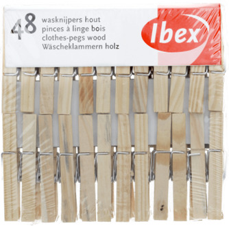 Nedac Sorbo 48x Berkenhouten wasknijpers - 6 cm - voordelige knijpers / wasspelden Bruin