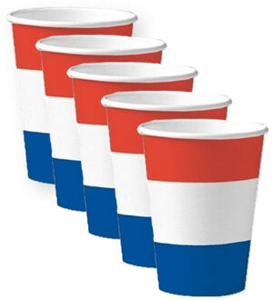 Nederland Bekertjes - 20x stuks - 200 ml - Holland vlag wegwerpbekers - NL thema